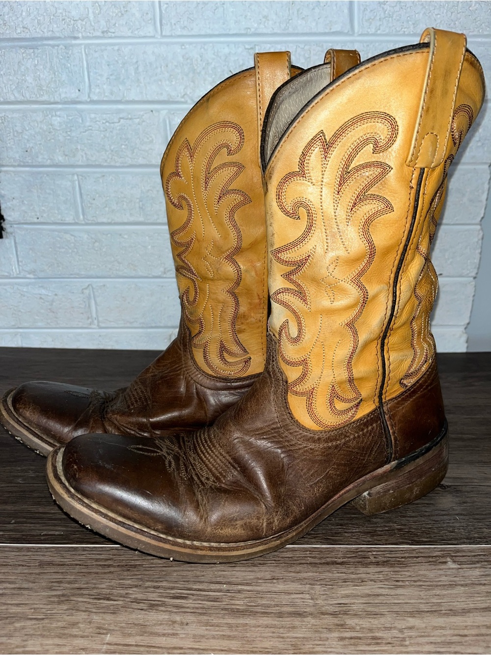 Dan Post Men's Two-Tone Brown & Tan Leather Cowboy Boots